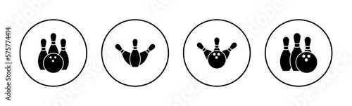 Bowling icon vector for web and mobile app. bowling ball and pin sign and symbol.