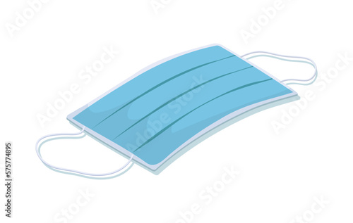 Medical gauze mask. Bandage to protect face from diseases. Coronavirus pandemic, covid 19 and disease prevention, stop viruses and bacteria. Cartoon isometric vector illustration