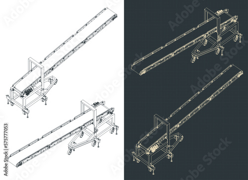 Inclination loading conveyor isometric blueprints