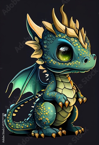 baby dragon cute cartoon for kids  GENERATIVE AI