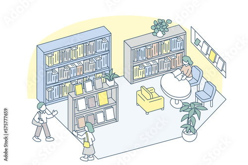 図書館。本を読んだり調べ物をする空間