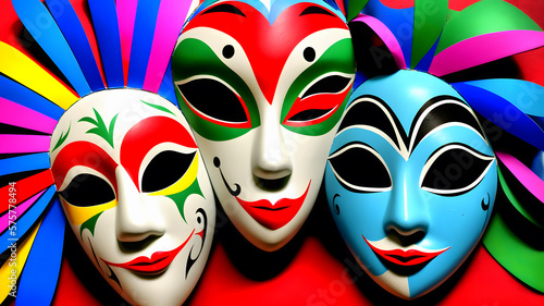 Preciosas y Coloridas Máscaras de Carnaval, IA Generativa