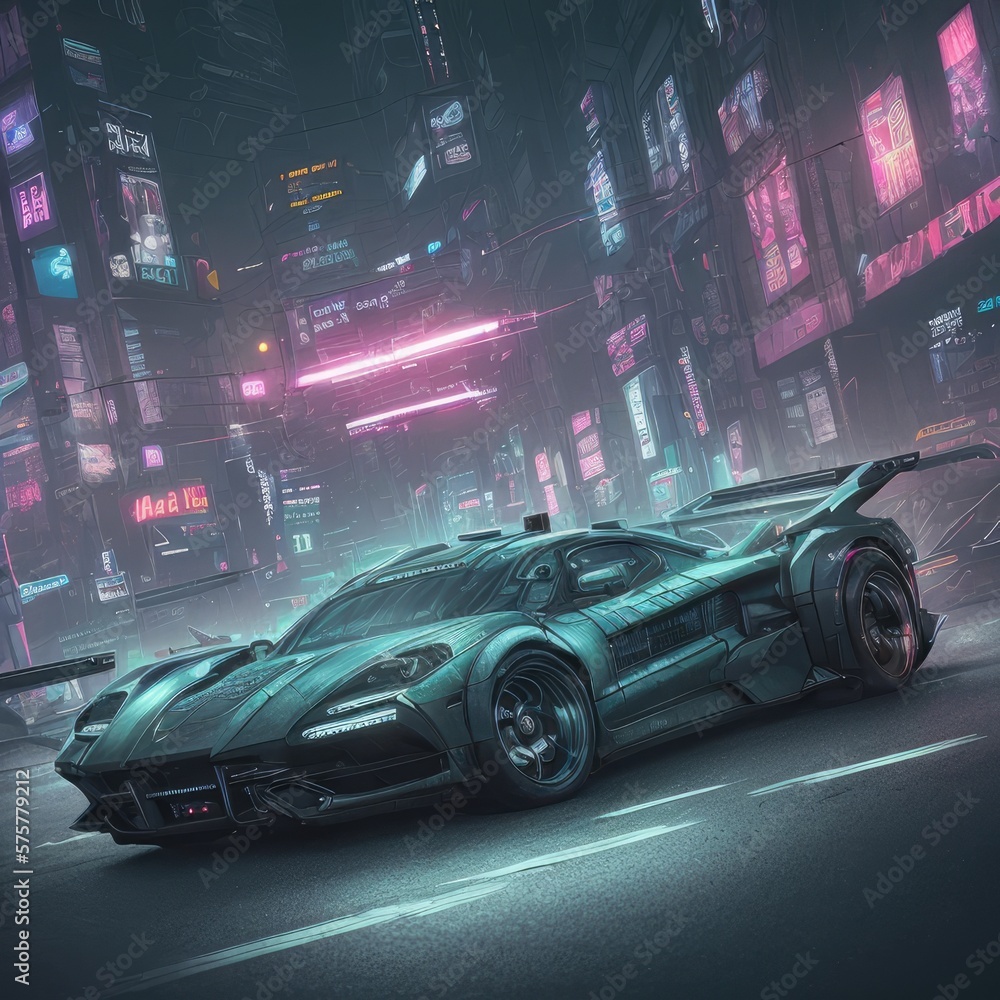 Cyberpunk Car - City with Car - Modern - Futuristic