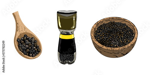 Black pepper vector set collection graphic clipart design