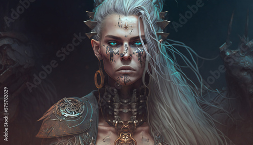 Hel god of Darkness - cyberpunk - German Mythologies - Generative AI photo