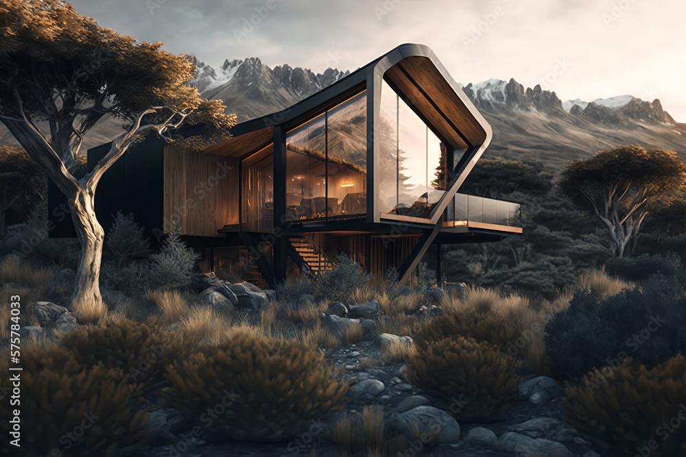 Picture of eco-home, seamlessly blends sleek and minimalist design with natural ...
