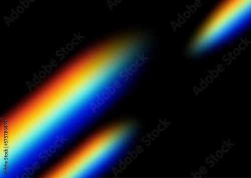 Rainbow colored light leak material on black background. Use in overlay or screen mode over photos.

