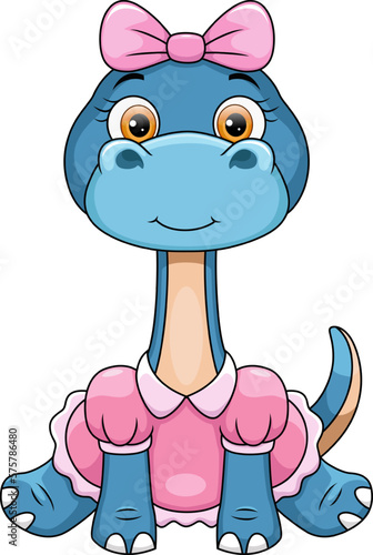 Cute female dinosaur on white background