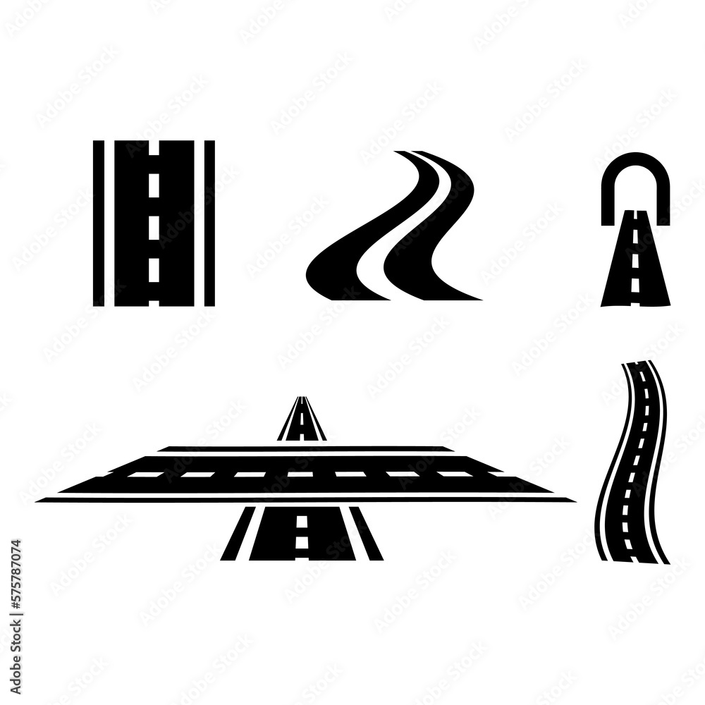 Fototapeta premium black road icons trendy style illustration on white background..eps