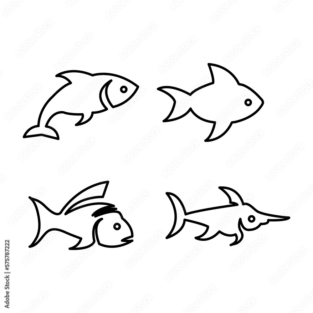 Fototapeta premium Fish icons set. vector trendy style on white background