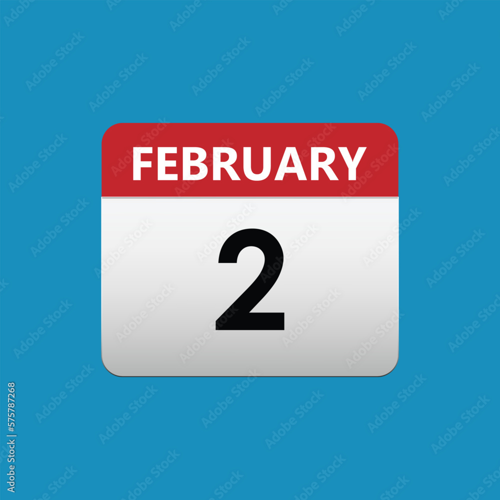 2th February calendar icon. February 2 calendar Date Month icon 2th February calendar icon. February 2 calendar Date Month icon