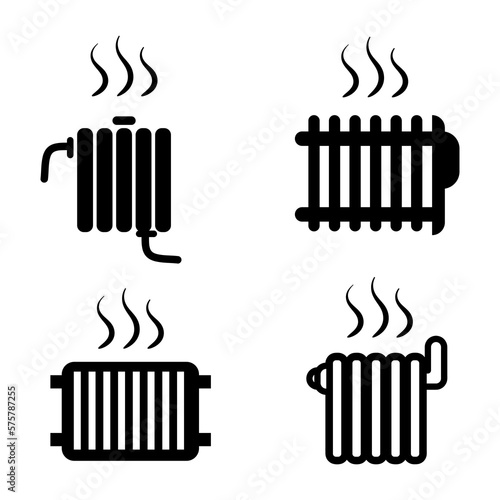 Heating radiator icons set. Black on a white background.eps