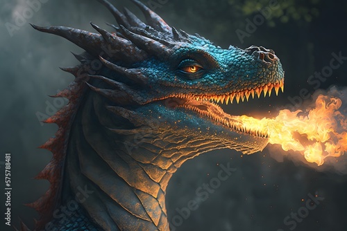 dragon breathing fire created using AI Generative Technology
