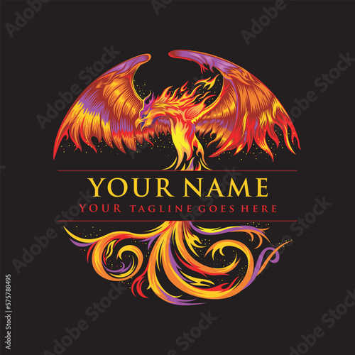 black background phoenix logo vector