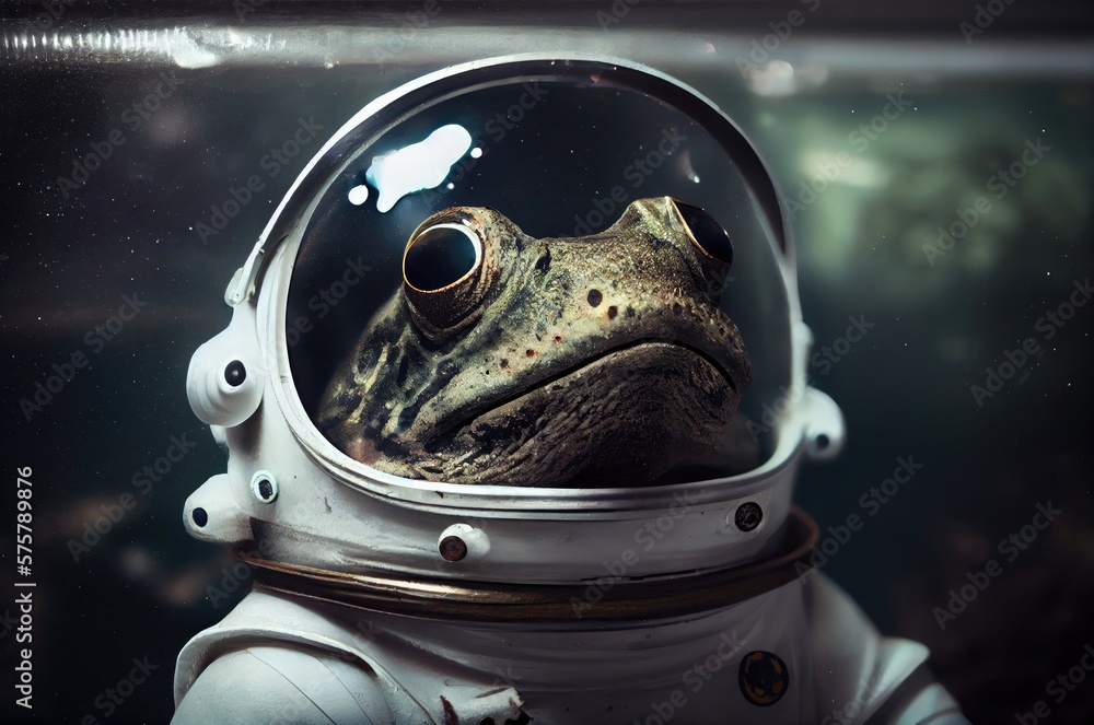 Frog Astronaut In Outer Space In A Space Suit Generative AI