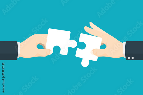 Business human hand hold white jigsaw on isolated background, Digital marketing illustration.