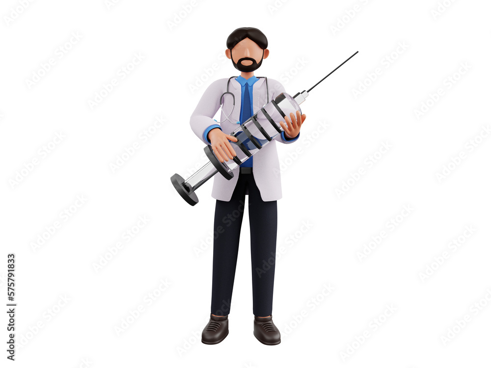 Doctor holding injection  3d illustration