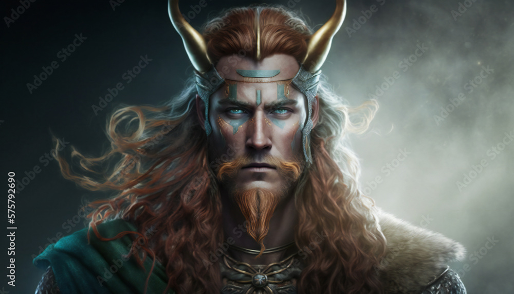 Loki, a cunning trickster - German Mythologies - Generative AI - obrazy, fototapety, plakaty 