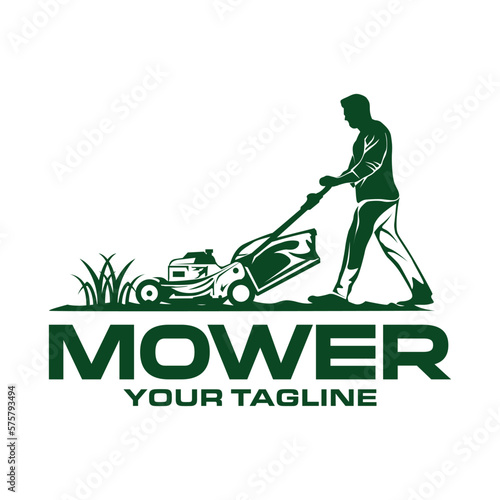 Lawn mower logo template. Lawn Gardening Logo Design. Vector illustration 