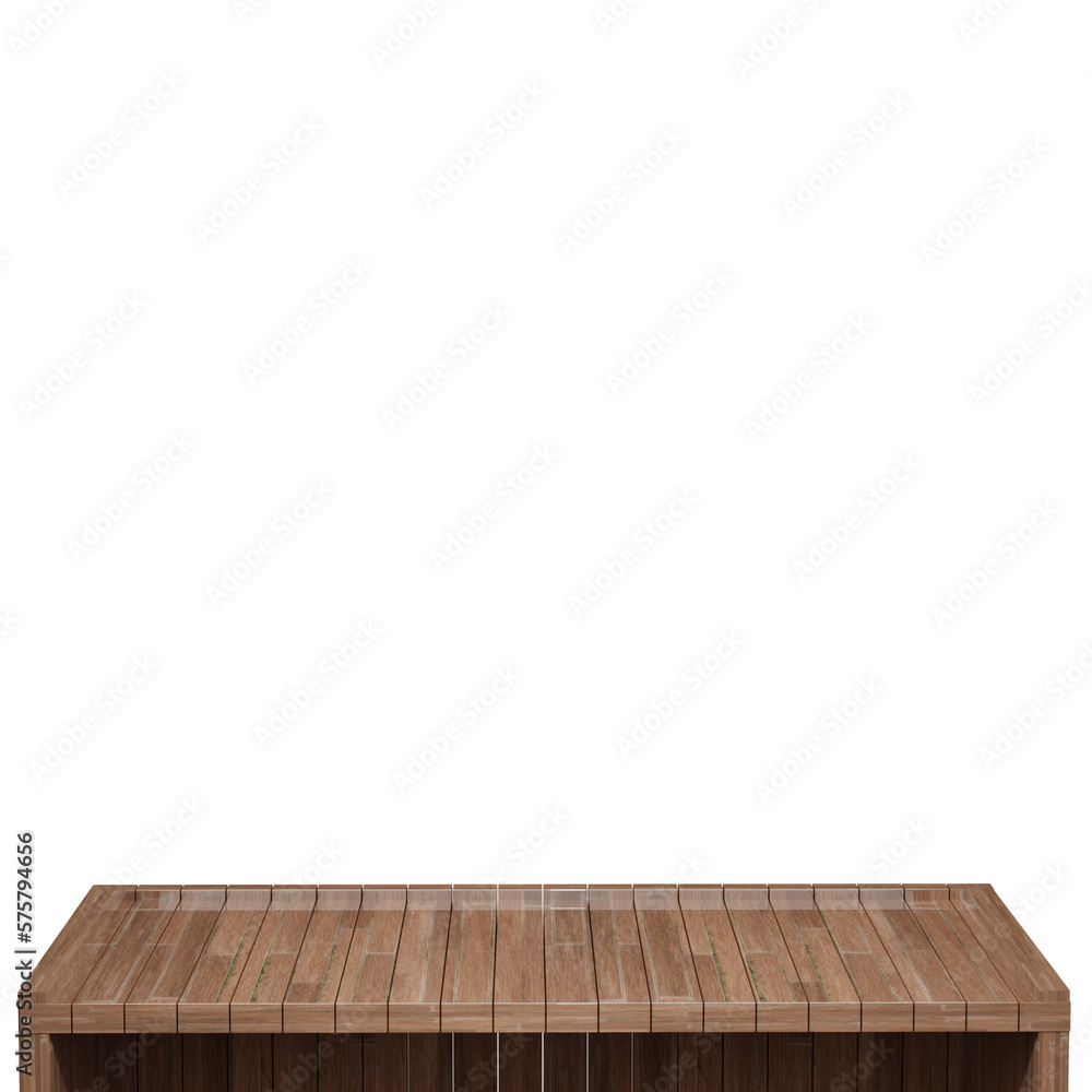 Wooden table, wood table top front view 3d render isolated Wooden table, wood table top front view 3d render isolated