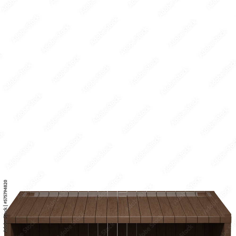 Wooden table, wood table top front view 3d render isolated Wooden table, wood table top front view 3d render isolated