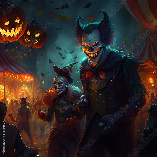 A Halloween carnival. Created using ai generative.  photo