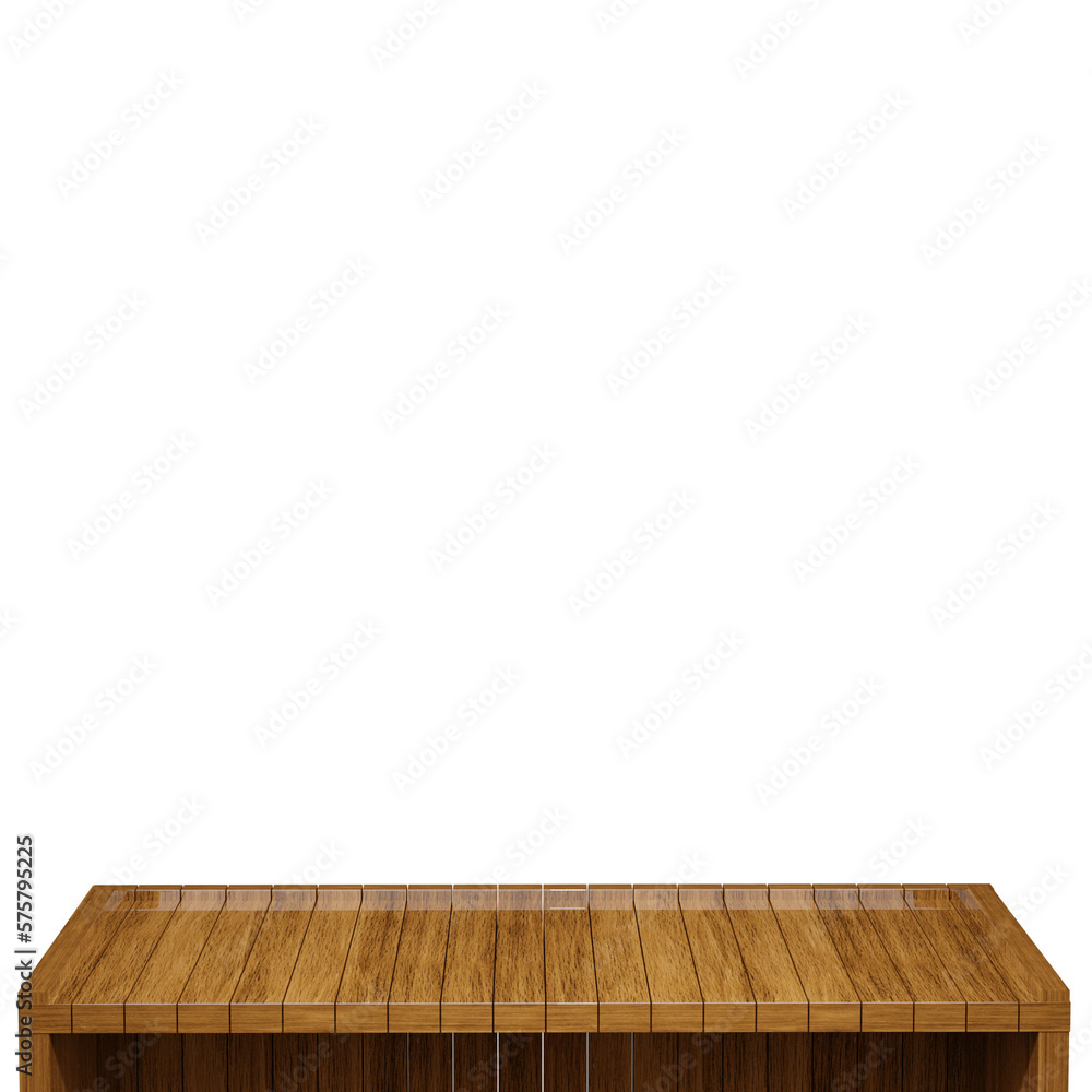 Wooden table, wood table top front view 3d render isolated Wooden table, wood table top front view 3d render isolated