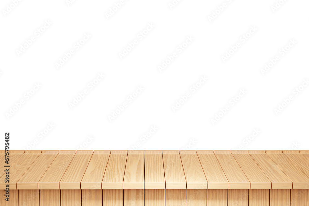 Wooden table, wood table top front view 3d render isolated Wooden table, wood table top front view 3d render isolated