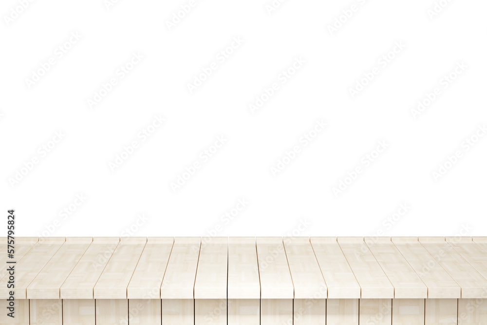 Wooden table, wood table top front view 3d render isolated Wooden table, wood table top front view 3d render isolated