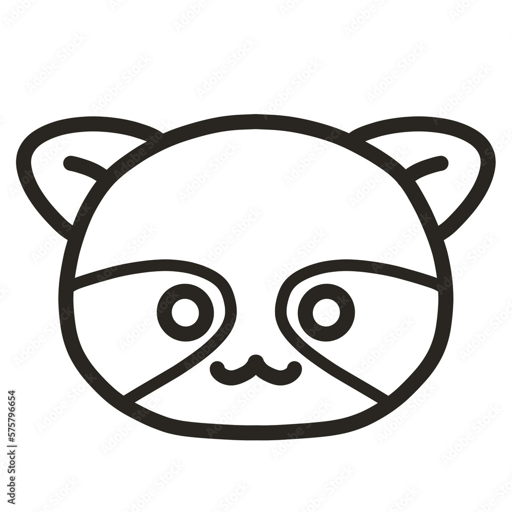 レッサーパンダの手書きイラスト モノクロ レッサーパンダの手書きイラスト モノクロ