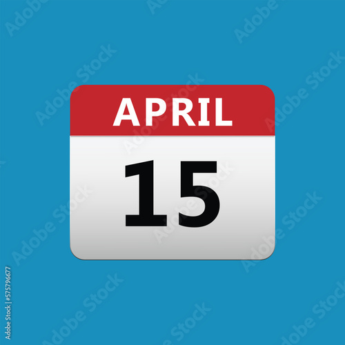 15th April calendar icon. April 15 calendar Date Month icon vector illustrator