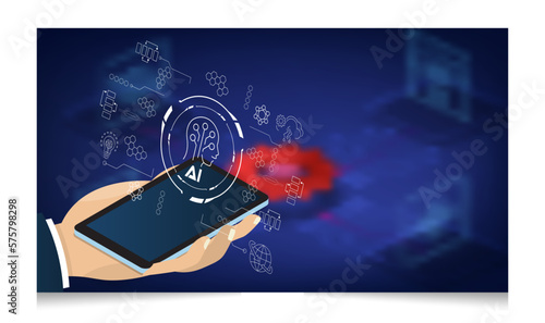 Artificial Intelligence(AI) concept with ChatGPT, artificial intelligence chatbot, Machine learning, digital Brain future technology. Vector Illustration eps10