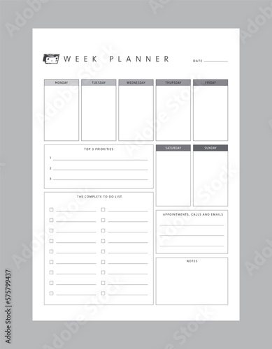 Week planner. Cute style with Sean and Sea partners. Plan your day make dream happen.