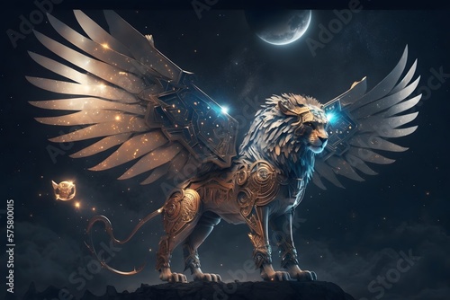lion in wings created using AI Generative Technology