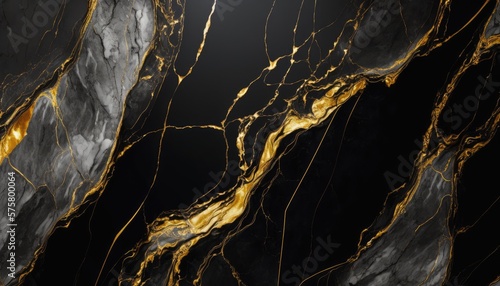 Swirling Gold Marble: A Dark and Dazzling Background, AI Generative