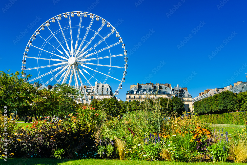 Fototapeta premium Ferris wheel at the Tuileries Garden in the center of Paris, France