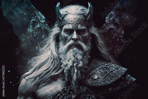 Odin (Wotan) the all-father, the ruler of the Aesir - god of knowledge, wisdom, and of war - German Mythologies - Generative AI