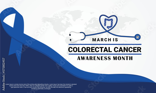 National Colorectal Cancer Awareness Month of March Vector Illustration