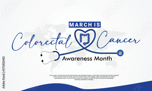 National Colorectal Cancer Awareness Month of March Vector Illustration