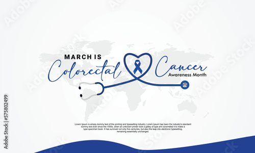 National Colorectal Cancer Awareness Month of March Vector Illustration