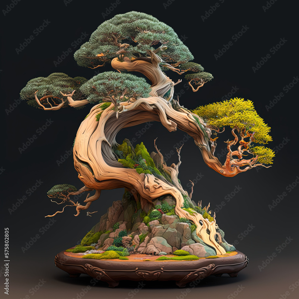 Fototapeta premium Bonsai Tree Design, Generated AI, Generated, AI