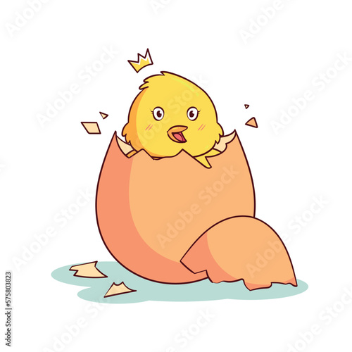 hand drawn eggs hatch into chicks