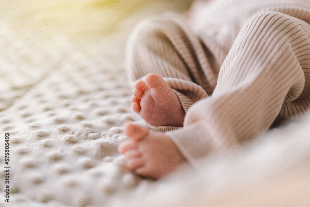 Details of the foot of a one month old baby, female. Photo depicts
