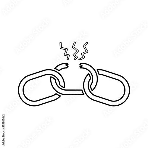 Chain, connect, detachment line icon. Outline vector. photo