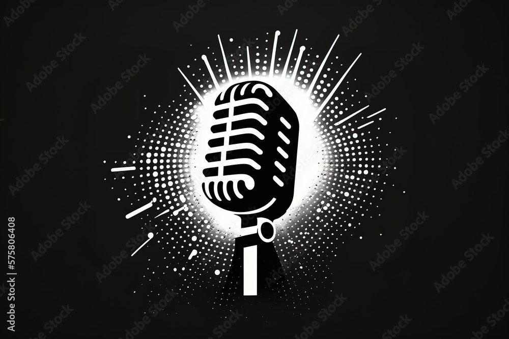 Studio microphone icon, podcast concept, background. Generative AI Studio microphone icon, podcast concept, background. Generative AI