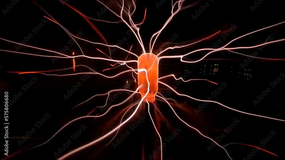 The graceful electric arcs of plasma dancing in a plasma ball lamp