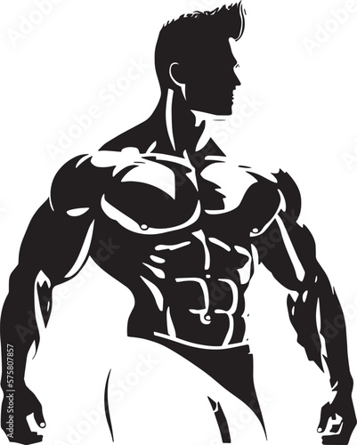 gym logo, illustration of a person with six pack body