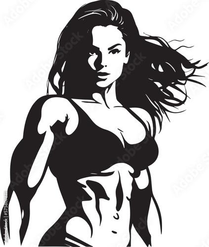 gym logo, illustration of a person with six pack body