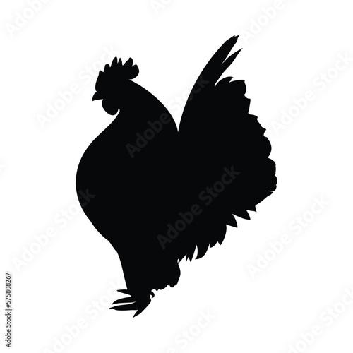 vector illustration of isolated rooster silhouette black color on white background