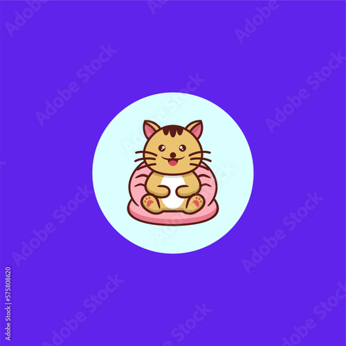 cute cat sitting logo design